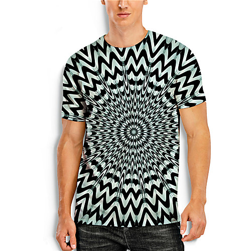 

Men's T shirt Shirt 3D Print Graphic Prints Argyle 3D Print Short Sleeve Daily Tops Basic Casual Round Neck Black / White / Summer