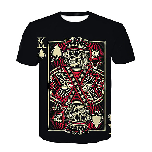 

Men's T shirt Shirt 3D Print 3D Rivet Mesh Short Sleeve Casual Tops Black / Summer