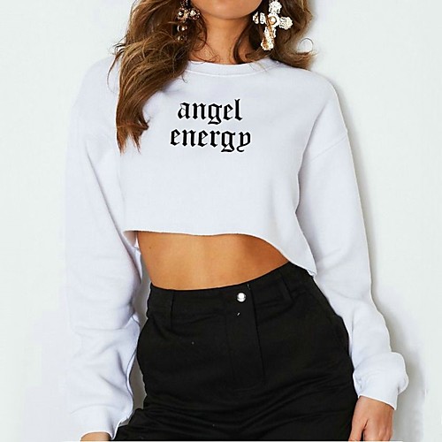 

Women's Crop Top Pullover Sweatshirt Letter Monograms Crop Top Daily Going out Hot Stamping Casual Streetwear Hoodies Sweatshirts Yellow Gray White