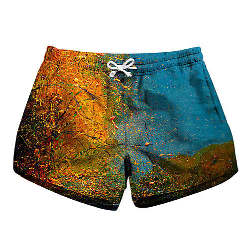 

Women's Stylish Novelty Comfort Leisure Sports Weekend Shorts Pants Color Block Leaf Leaves Print Short Sporty Elastic Waist Print Blue