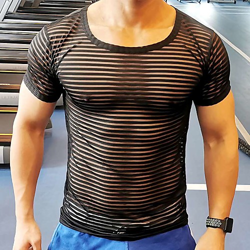 

Men's T shirt Shirt non-printing Plain Short Sleeve Holiday Slim Tops Sports White Blue Black / Summer