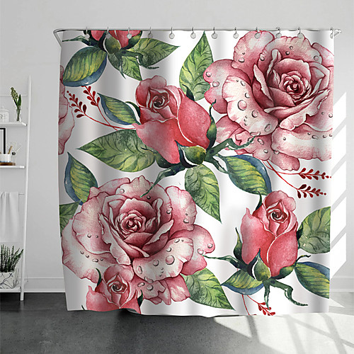 

Shower Curtains with Hooks Rustic Roses Scenery Polyester Novelty Fabric Waterproof Shower Curtain for Bathroom 72 Inch