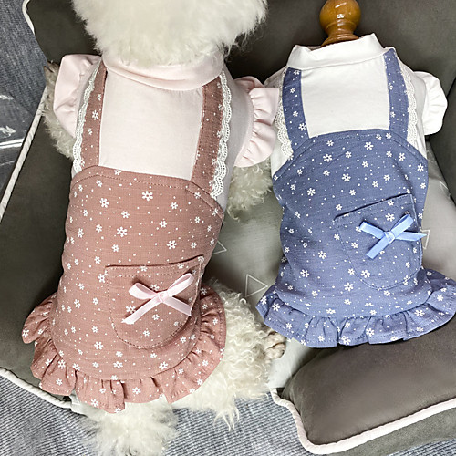 

Dog Cat Dress Bowknot Basic Elegant Sweet Dailywear Casual / Daily Dog Clothes Puppy Clothes Dog Outfits Breathable Red Blue Costume for Girl and Boy Dog Cotton XS S M L XL XXL