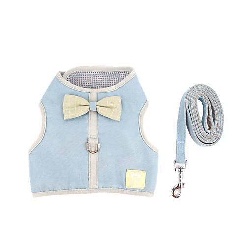 

Dog Cat Harness Training Leash Harness Leash Set Adjustable Escape Proof Outdoor Walking Bowknot Nylon Small Dog Blue Pink Gray Coffee