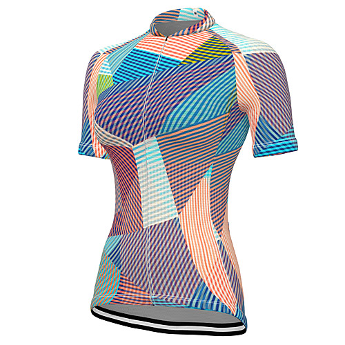 

21Grams Women's Short Sleeve Cycling Jersey Summer Spandex Polyester Purple Stripes Bike Jersey Top Mountain Bike MTB Road Bike Cycling Quick Dry Moisture Wicking Breathable Sports Clothing Apparel