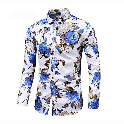 

Men's Shirt Other Prints Graphic Long Sleeve Casual Tops White Black Red
