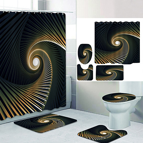 

Bathroom Shower Curtain & Mat Set Modern Polyester New Design
