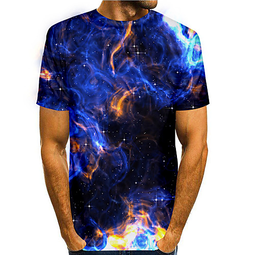 

Men's T shirt 3D Print Graphic 3D 3D Print Short Sleeve Daily Tops Basic Casual Blue