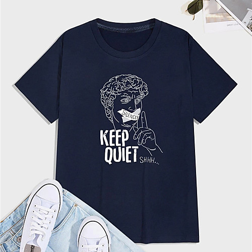 

Men's Unisex T shirt Hot Stamping Graphic Prints Letter Plus Size Print Short Sleeve Casual Tops 100% Cotton Basic Casual Fashion Navy Blue