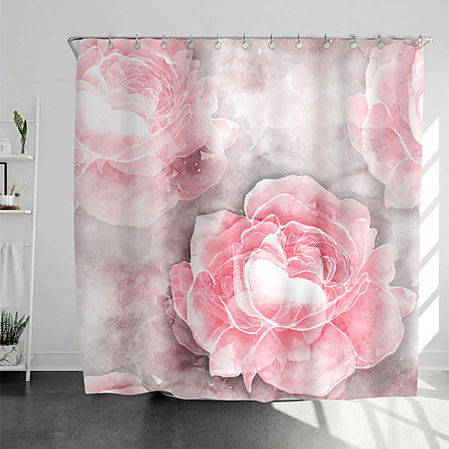 

Shower Curtains with Hooks Rustic Pink Roses Scenery Polyester Novelty Fabric Waterproof Shower Curtain for Bathroom 72 Inch