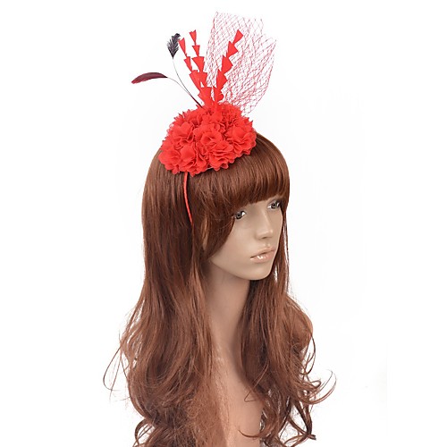 

Retro Hyperbole Net Headpiece with Feather / Floral 1 Piece Horse Race Headpiece