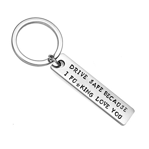 

drive safe keychain stainless steel keyrings gifts for husband boyfriend dad valentines day father's day birthday gift (handsome i love you)