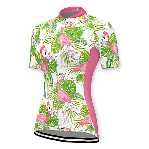 

21Grams Women's Short Sleeve Cycling Jersey Summer Spandex Polyester Pink Flamingo Floral Botanical Bike Jersey Top Mountain Bike MTB Road Bike Cycling Quick Dry Moisture Wicking Breathable Sports