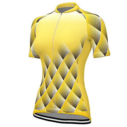 

21Grams Women's Short Sleeve Cycling Jersey Summer Spandex Polyester Yellow 3D Bike Jersey Top Mountain Bike MTB Road Bike Cycling Quick Dry Moisture Wicking Breathable Sports Clothing Apparel