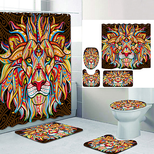 

Bathroom Shower Curtain & Mat Set Modern Polyester New Design