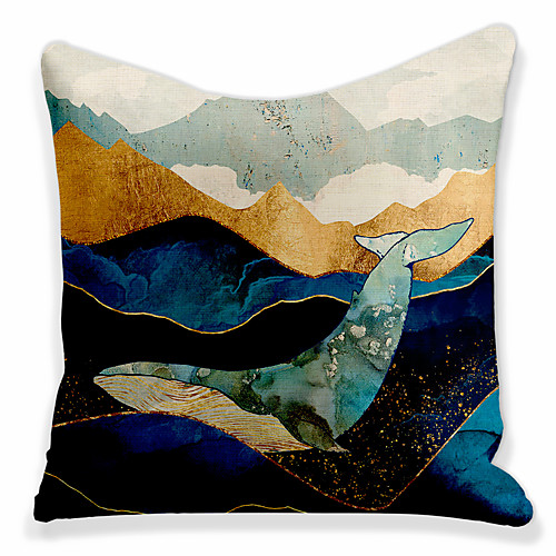 

Double Side 1 Pc Geometric Cushion Cover Print 45x45cm Faux Linen for Sofa Bedroom
