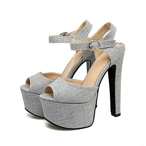 

Women's Sandals Stiletto Heel Peep Toe PU Synthetics Black Gray