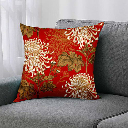 

Double Side 1 Pc Floral Cushion Cover Print 45x45cm Faux Linen for Sofa Bedroom