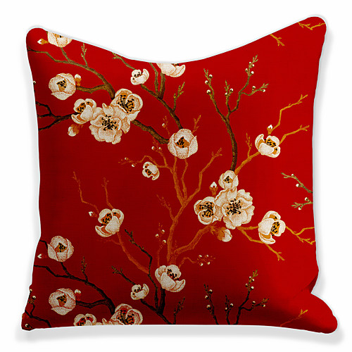 

Double Side 1 Pc Floral Cushion Cover Print 45x45cm Faux Linen for Sofa Bedroom