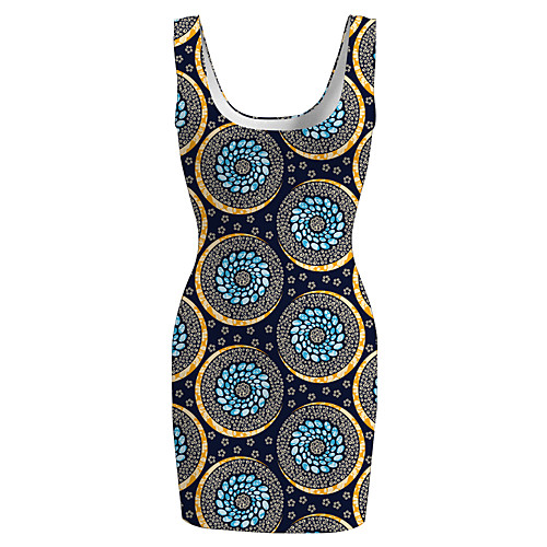 

Women's Sports Dress Short Mini Dress Black Sleeveless Geometric Print Spring Summer Round Neck Casual Holiday 2021 S M L XL XXL 3XL