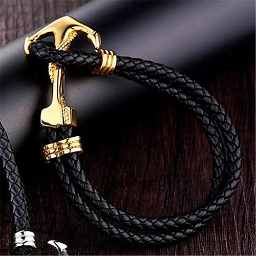 

Men's Chain Bracelet Braided Fashion Fashion Leather Bracelet Jewelry Silver / Gold For Party Evening Gift Date Festival / Titanium Steel