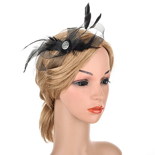 

Elegant Retro Tulle / Feathers Fascinators with Feather / Crystals 1 PC Special Occasion / Party / Evening Headpiece