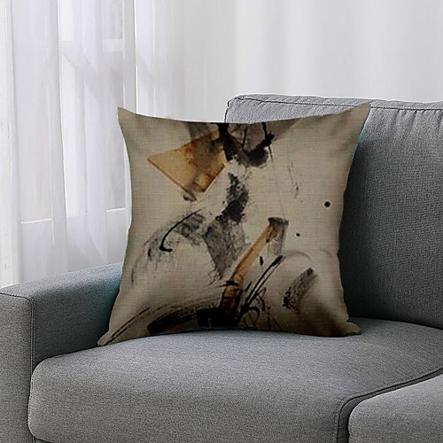 

Double Side 1 Pc Art Deco Cushion Cover Print 45x45cm Faux Linen for Sofa Bedroom