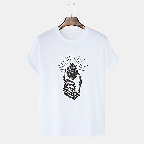 

Men's Unisex T shirt Hot Stamping Patterned Graphic Prints Hand Plus Size Print Short Sleeve Daily Tops 100% Cotton Basic Casual Round Neck White Black Blushing Pink / Summer