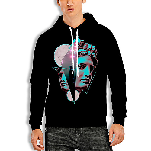 

Men's Pullover Hoodie Sweatshirt Graphic Prints Portrait Print Hooded Daily Sports 3D Print 3D Print Casual Hoodies Sweatshirts Long Sleeve Black