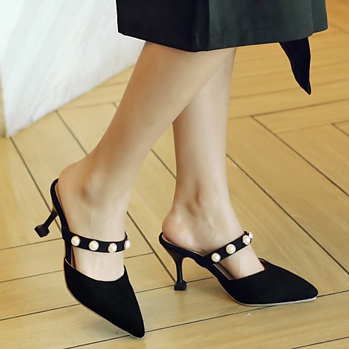 

Women's Clogs & Mules Heeled Mules Stiletto Heel Pointed Toe PU Synthetics White Black Yellow