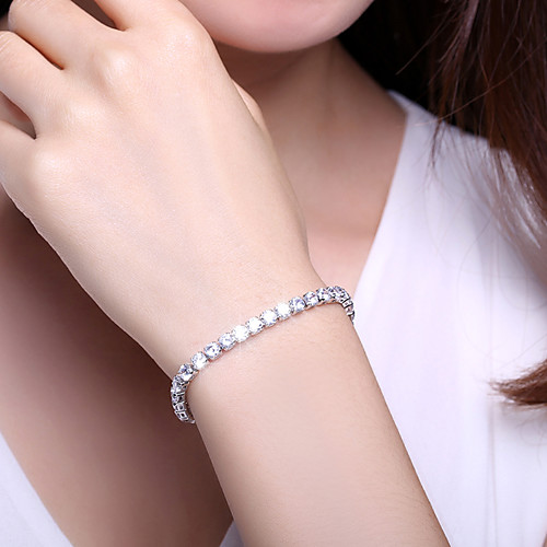 

Women's Green White Cubic Zirconia Chain Bracelet Tennis Bracelet Bracelet Classic Fashion Wedding Birthday Elegant Fashion Classic European Cute Copper Bracelet Jewelry White For Anniversary Party