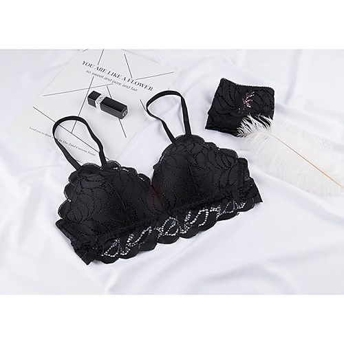 

Women's Bra & Panty Set Wireless 3/4 Cup Solid Color Sexy Green