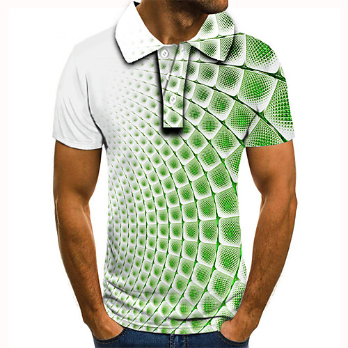 

Men's Golf Shirt Tennis Shirt 3D Print 3D Graphic Prints Button-Down Short Sleeve Street Tops Casual Fashion Cool Green / Sports