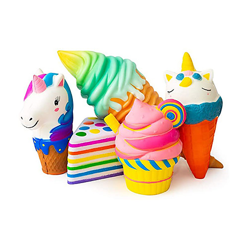 

Jumbo Slow Rising Kawaii Squishies Plus Squishy Toy for Kids Comes in Mix, Dessert (Cake & Ice Cream) 5PCS, Random