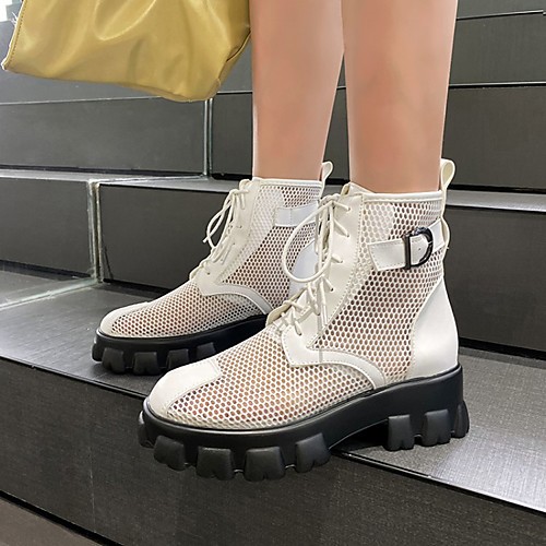 

Women's Sandals Platform Round Toe PU Synthetics White Black