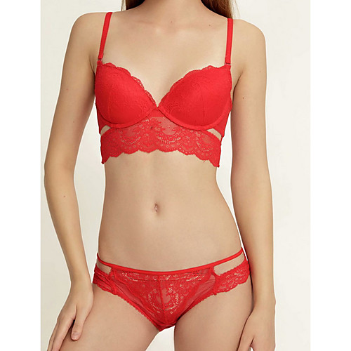 

Women's Bra & Panty Set Underwire Bra 3/4 Cup Solid Color Sexy Yellow