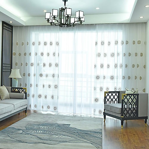 

Two Panel Nordic Style Lucky Jinbao Embroidered Window Screen Living Room Bedroom Dining Room Study Translucent Tulle
