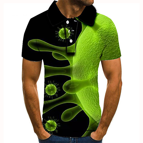 

Men's Golf Shirt Tennis Shirt 3D Print 3D Graphic Prints Button-Down Short Sleeve Street Tops Casual Fashion Cool Green / Sports