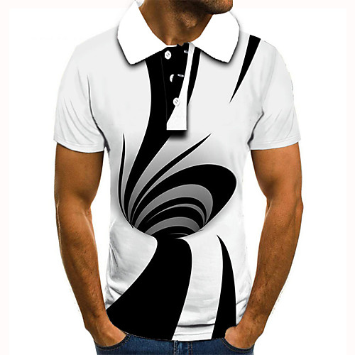 

Men's Golf Shirt 3D Print 3D Graphic Prints Button-Down Short Sleeve Street Tops Casual Fashion Cool White / Sports