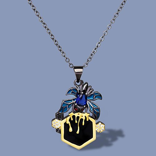 

Women's Blue AAA Cubic Zirconia Necklace Monogram Floral / Botanicals Artistic Gothic European Brass Black 50 cm Necklace Jewelry 1pc For Halloween Street Masquerade Birthday Party