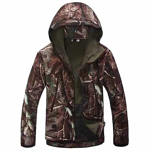 

Men's Hoodie Camouflage Hunting Jacket Soft Shell Military Tactical Jacket Outdoor Thermal Warm Windproof Breathable Quick Dry Winter Camo / Camouflage Winter Jacket Coat Top Fleece Nylon