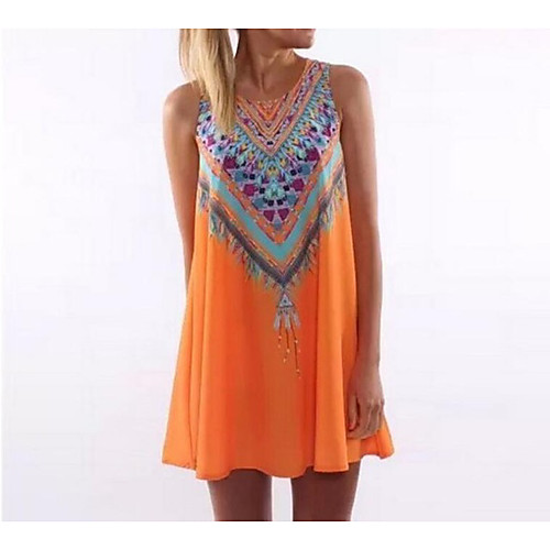 

print tunic sleeveless short chiffon dress vestido de renda