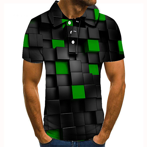 

Men's Golf Shirt Tennis Shirt 3D Print 3D Graphic Prints Button-Down Short Sleeve Street Tops Casual Fashion Cool Black / Sports