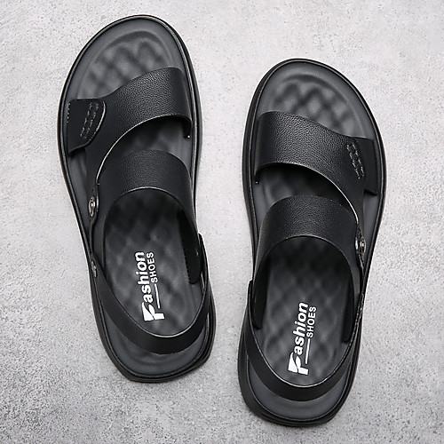 

Men's Sandals Casual Beach Daily Water Shoes Upstream Shoes Nappa Leather Breathable Non-slipping Wear Proof Black Summer