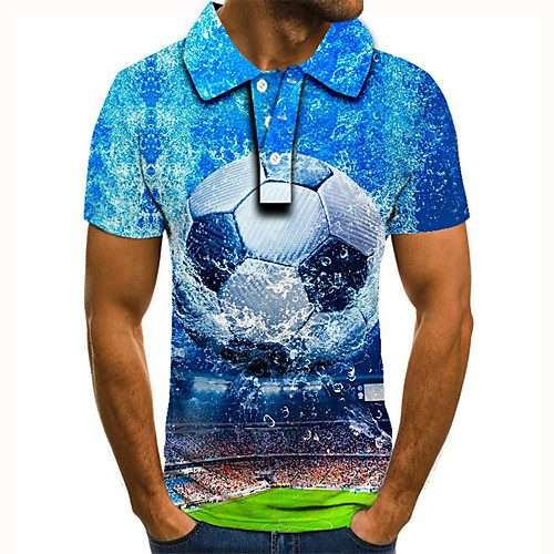 

Men's Golf Shirt Tennis Shirt 3D Print 3D Graphic Prints Button-Down Short Sleeve Street Tops Casual Fashion Cool Blue / Sports
