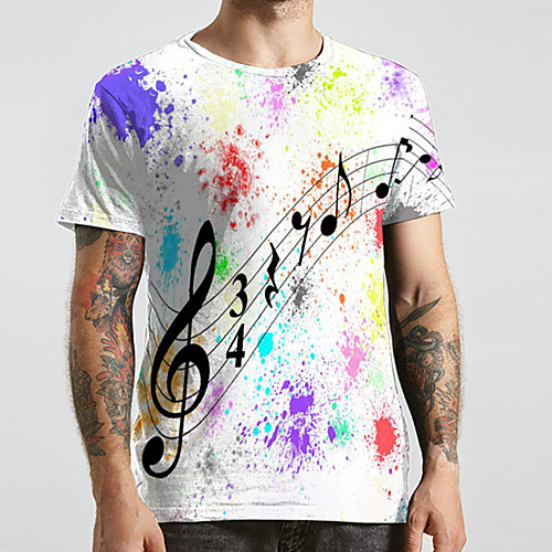 

Men's Unisex Tee T shirt 3D Print Symbol Graphic Prints Plus Size Print Short Sleeve Casual Tops Fashion Designer Big and Tall White