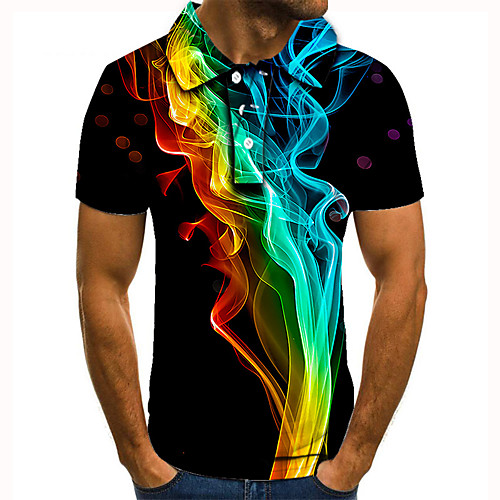 

Men's Golf Shirt Tennis Shirt 3D Print Graphic Prints Streamer Button-Down Short Sleeve Street Tops Casual Fashion Cool Black / Sports