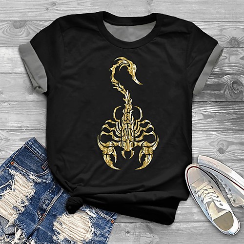 

Women's Plus Size Tops T shirt Graphic Animal Print Short Sleeve Crewneck Basic Black Big Size XL XXL 3XL 4XL 5XL / Holiday