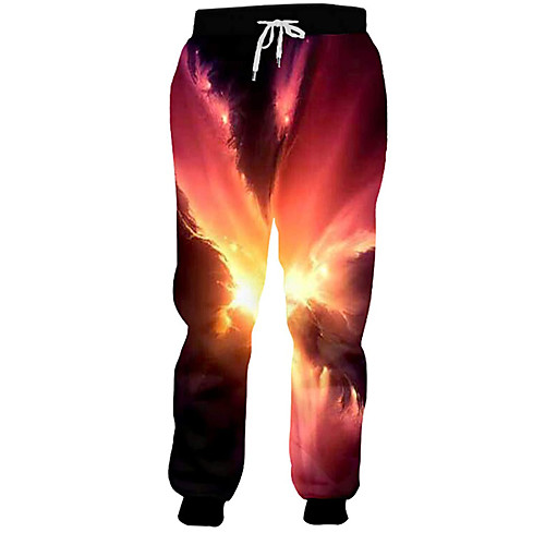 

Men's Casual Athleisure Daily Sports Jogger Pants Sweatpants Pants Landscape Full Length 3D Print Drawstring Pocket Black / Red