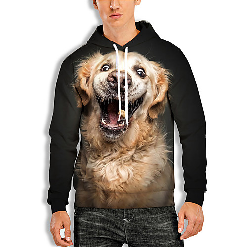 

Men's Pullover Hoodie Sweatshirt Dog Graphic Prints Animal Print Hooded Daily Sports 3D Print 3D Print Casual Hoodies Sweatshirts Long Sleeve Black Brown